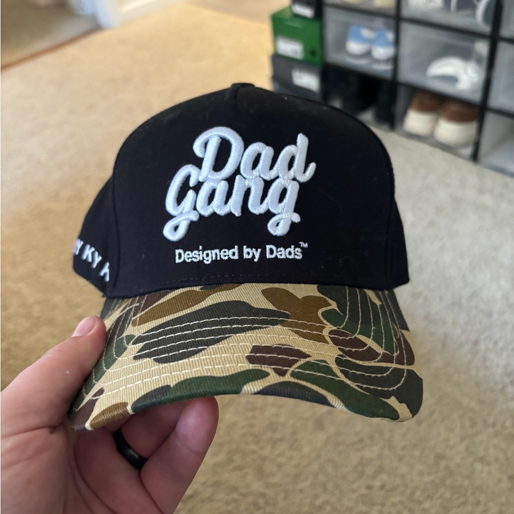 Dad Gang Camouflage Bill Baseball Cap - Black & Camo